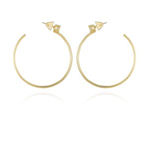Goldtone Cubic Zirconia Open Hoop Earrings