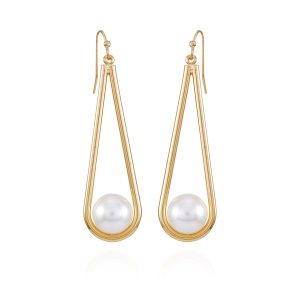 Goldtone Pearl Drop Dangle Earrings