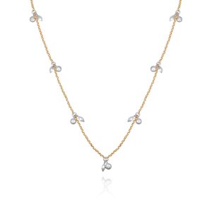 Two Tone Gilded Leaf Long Necklace