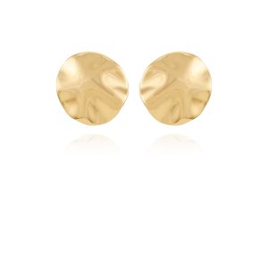 Goldtone Organic Round Button Earrings