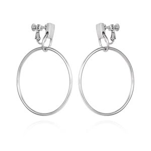 Drop Hoop Clip On Earrings